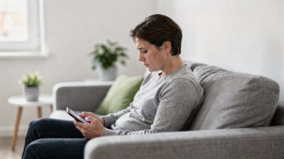 A person resting on a sofa but still feeling tired