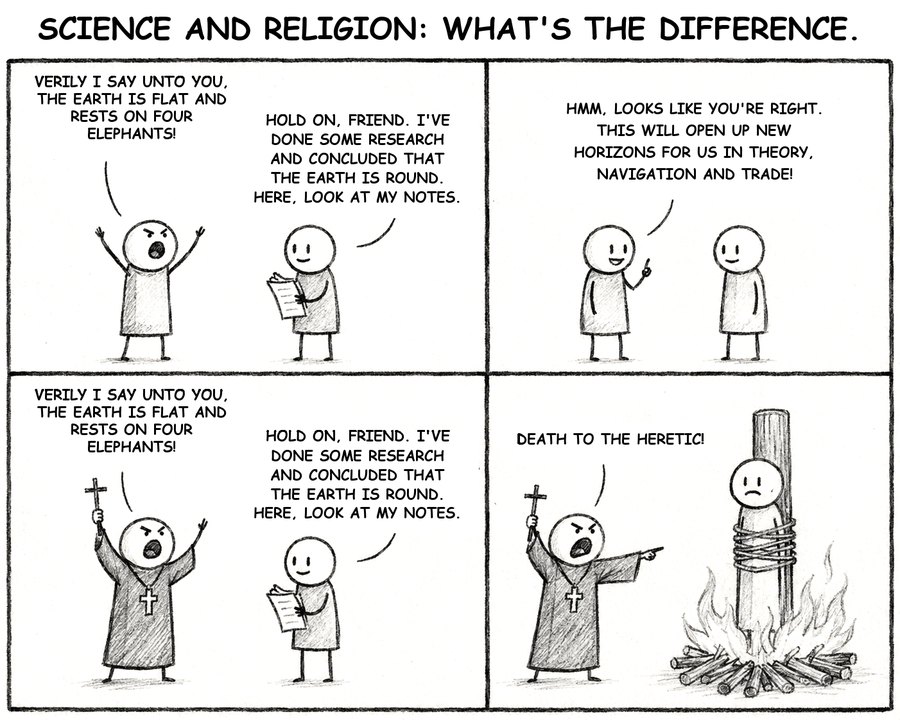 Illustration from the book: science and religion, what is the difference